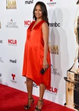 Orange Asymmetric Maternity Dress