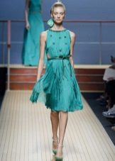 Pleated dress in medium celadon