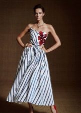 Dress two-tone with diagonal stripes