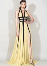 Two-tone evening dress to the floor