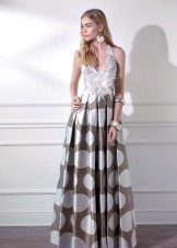 Two-tone polka dot dress to the floor