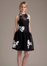 Black dress with white print