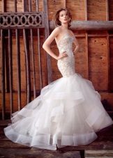 Mermaid wedding dress with organza skirt