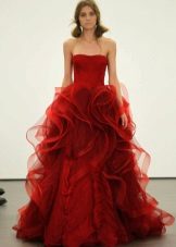 Red Vera Wong Organza Dress in Floor