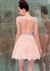 Short lace peach dress