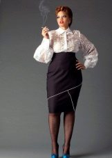 Dress for full with a high waist - white top and dark bottom