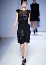 Cocktail dress with leather inserts