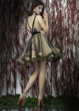 Fluffy dress with organza