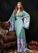 Mint dress with purple flowers