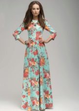 Mint dress with orange print