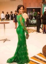 Sated green long dress