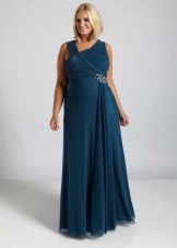 Evening long dress in blue for full