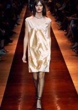 Short beige silk dress
