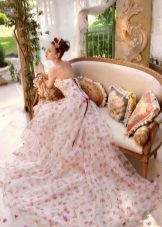 Delicate wedding dress with floral print