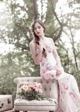 Romantic wedding dress with floral print