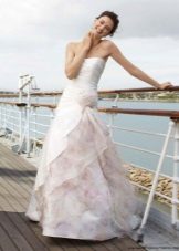 Beautiful white and pink wedding dress with floral print