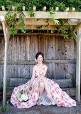 Beautiful wedding dress with floral print