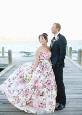 Beautiful wedding dress with floral print