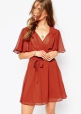 Terracotta short chiffon dress