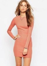 Tight knitted light terracotta dress