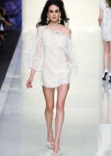 Short white dress with one sleeve