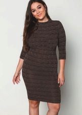 Brown color knit dress for a full girl