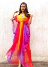 Asymmetrical long bright chiffon dress