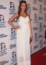 Long white dress to the floor on shades for pregnant women