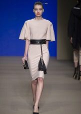 White sheath dress with a belt