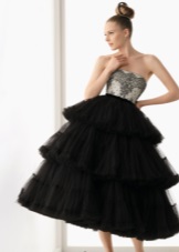 Black evening fluffy dress