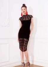 Sheath dress with red decorations