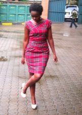 Strict Red Check Midi Length Dress