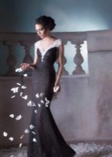 Black lace dress with white