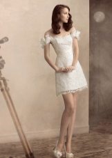 Lace dress with lowered shoulders