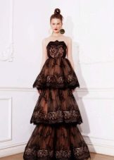 Lace black dress, multi-tiered