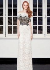 Black and white lace dress with lowered shoulders