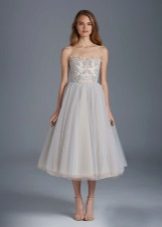 Fluffy dress with lace top