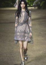 Elie Saab Spring-Summer 2016 Short Violet Long Sleeve Dress