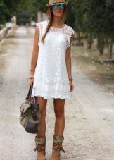 A-line and white lace dress