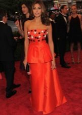 Red evening dress with basky