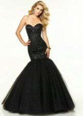 Black evening dress with a corset