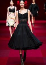 Fashionable black dress with a corset