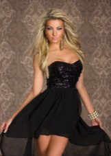 Black short dress with a train and corset
