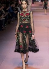 Black transparent dress with Dolce & Gabbana roses