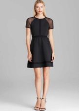 Sandals to fitted dress with raglan sleeves