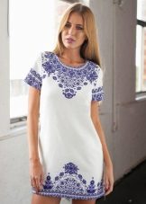 Shift cotton dress with ethnic print