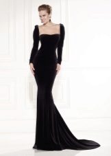 Black dress with a train