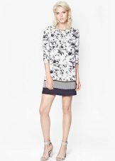 Dress tunic white with dark blue