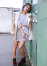 Knitted purple dress-tunic