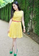 Yellow Polka Dot Dress with Regular Belt
